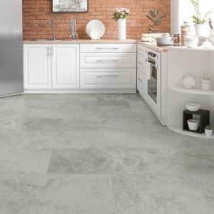 NuCore Light Grey Marble Rigid Core Luxury Vinyl Tile Cork Back